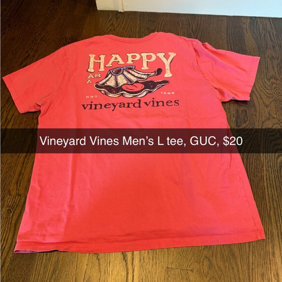 Vineyard Vines Men's Red Happy as a Clam Tee - Picture 1 of 2